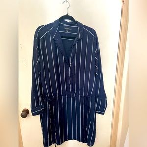 Navy with white strip long sleeve dress